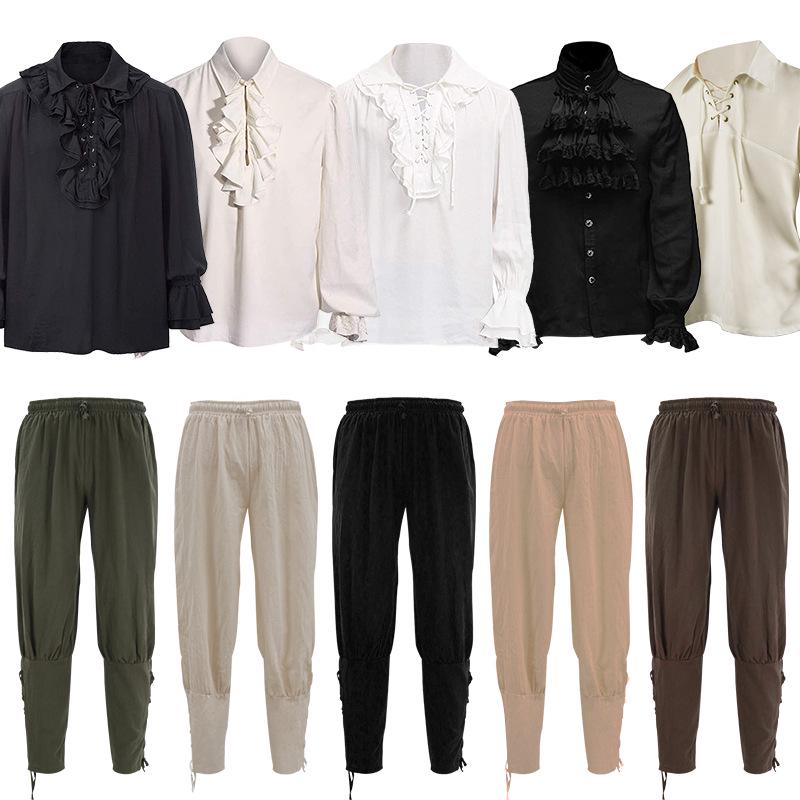 Medieval Men's Retro Pirate Costume Pants for Cosplay and Performance