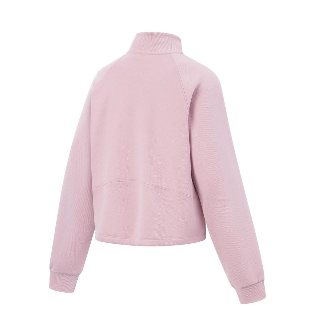 LI-NING AWDV946-5 Women's Fitness Series Loose Fit Half Zip Stand Collar Long Sleeve Fleece Lined Casual Sport Pullover Sweatshirt