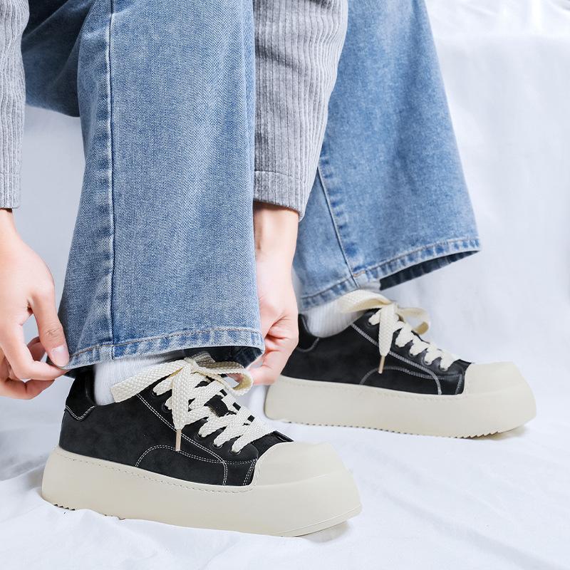 Casual board shoes men's big head derby shoes black sports little white shoes thick sole heightening shoes 66678-R