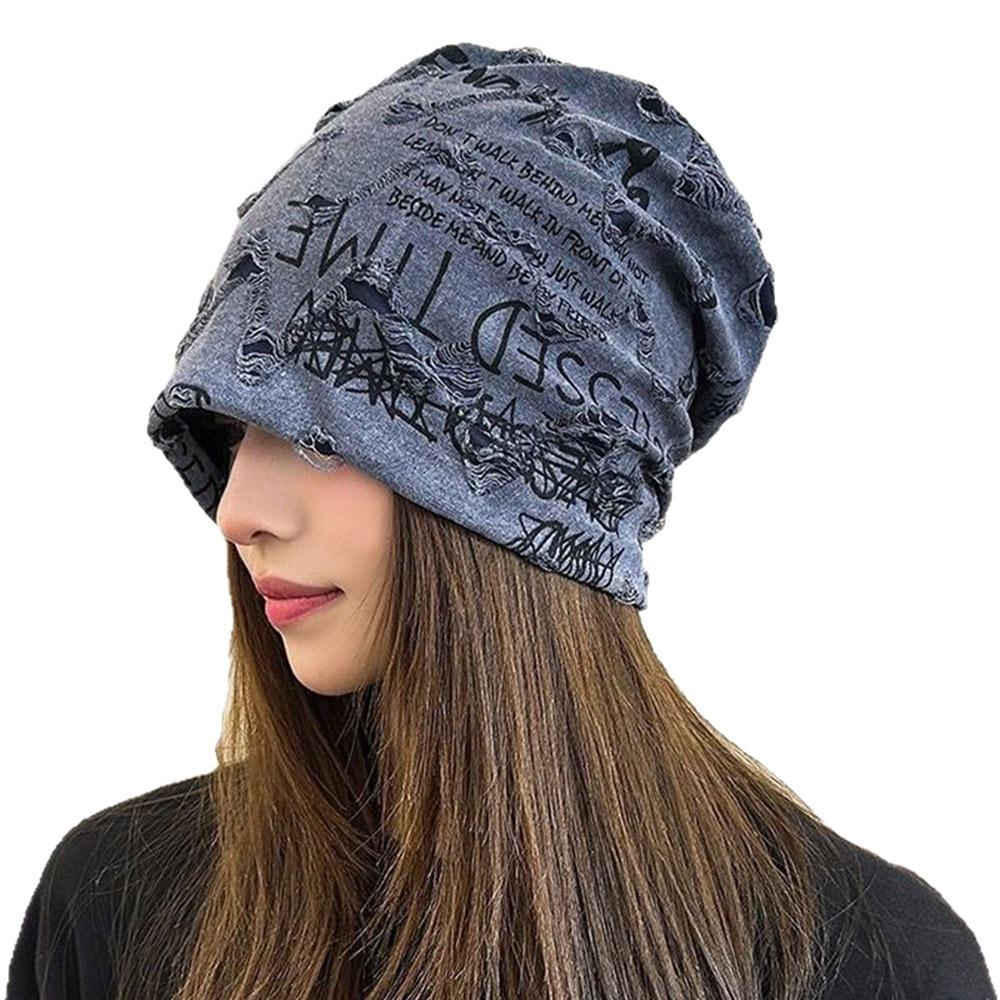 Fashion Thin Bonnet Letter Print Beanie Loose Wasteland Style Vintage Beanie Streetwear Design Casual Pullover Hat Unisex