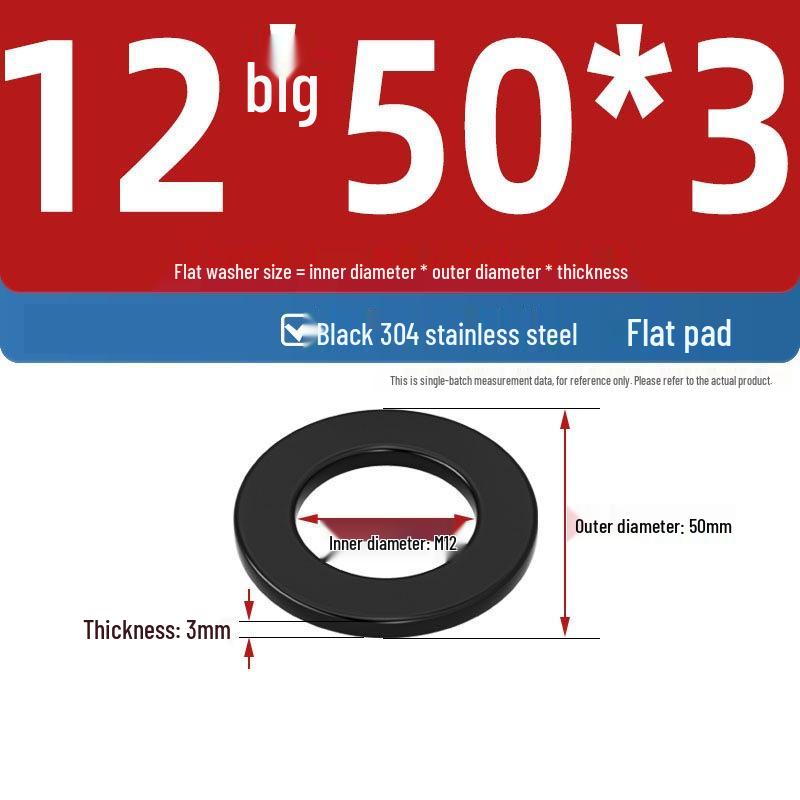 Ultra-Thin Black Zinc-Plated Stainless Steel Flat Washer (M2-M20)