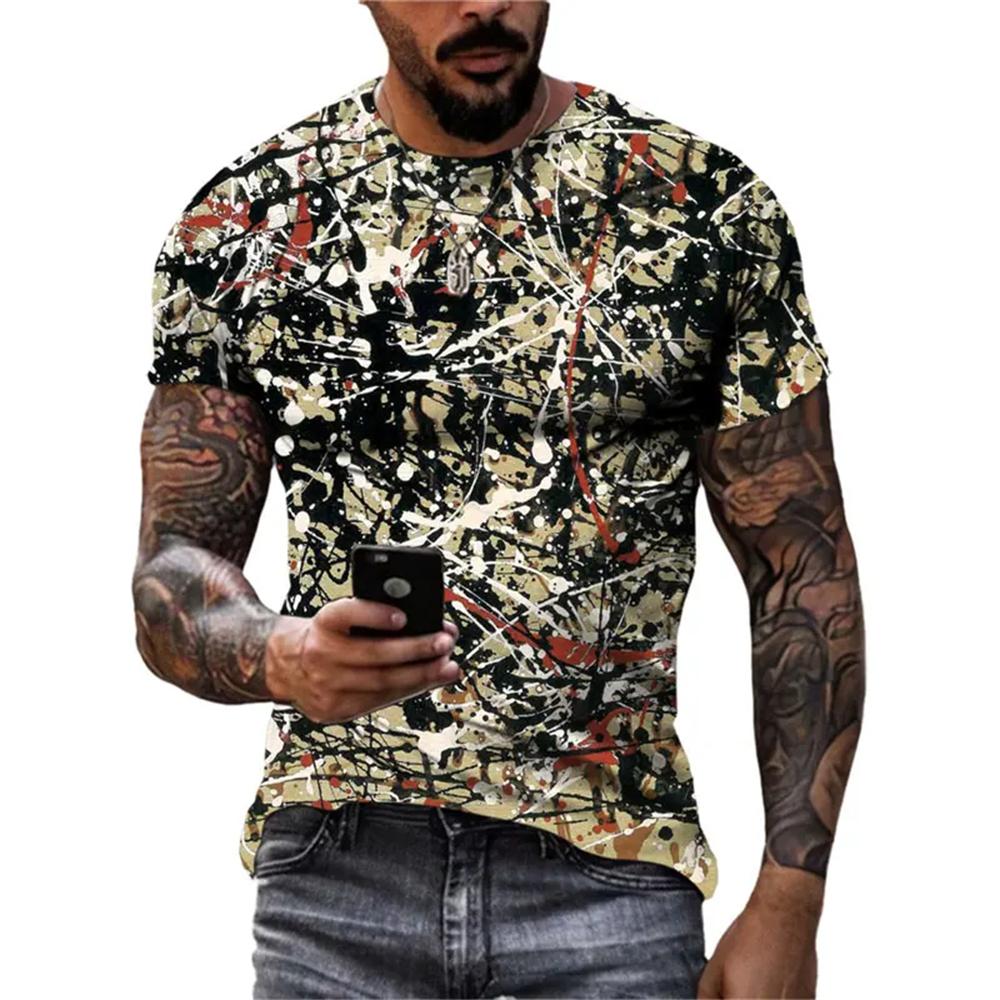 New Abstract Graffiti Street Style Men's T-Shirt 3D Stereo Printing Trend Fashion Harajuku Round Neck Short Sleeve T Shirts Tops