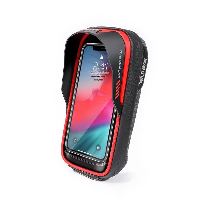 

WILD MAN EVA Hard Shell Bicycle Handlebar Bag with Touch Screen Phone Holder 0.5L красный