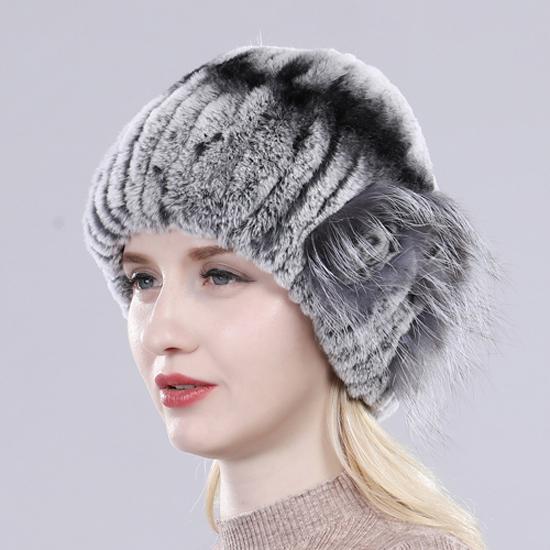 New Knitted Rex Rabbit Fur Hat For Women Winter Warm Natural Fur Hats Thick Outdoor Girl Fashion Real Rex Rabbit Fur Caps