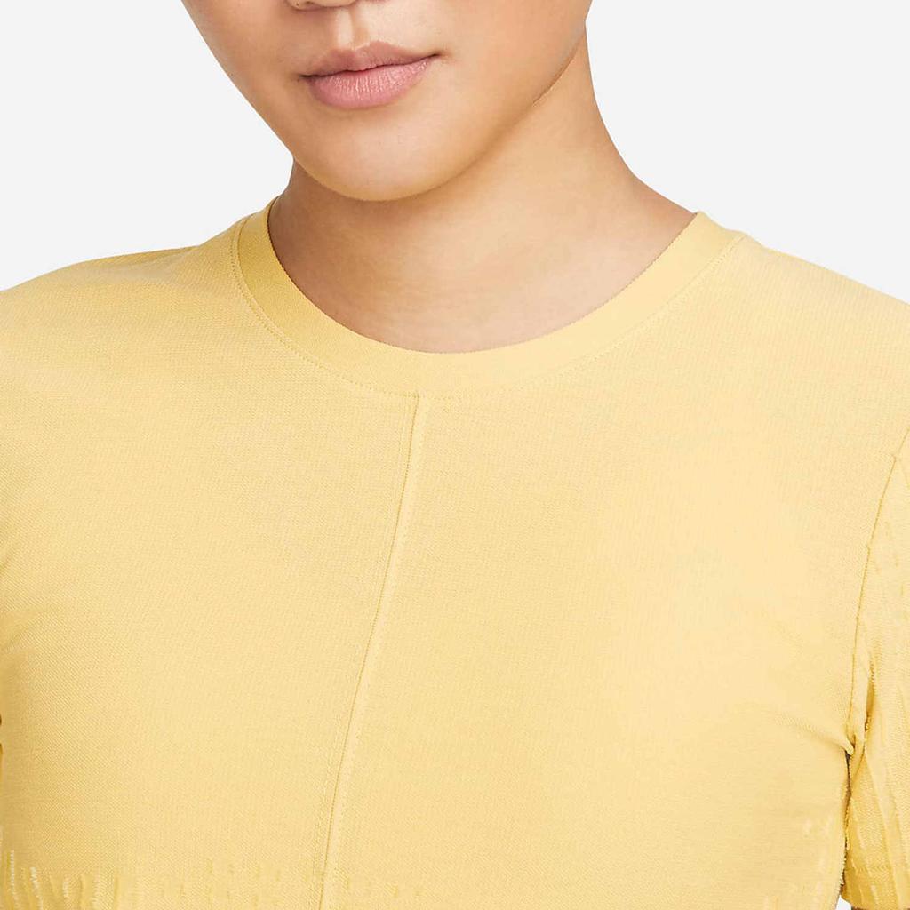 Nike Sportswear Dri-FIT ADV Tech Pack Solid Color Breathable Crew Neck Short Sleeve T-Shirt Women Tops Yellow DM6499-700