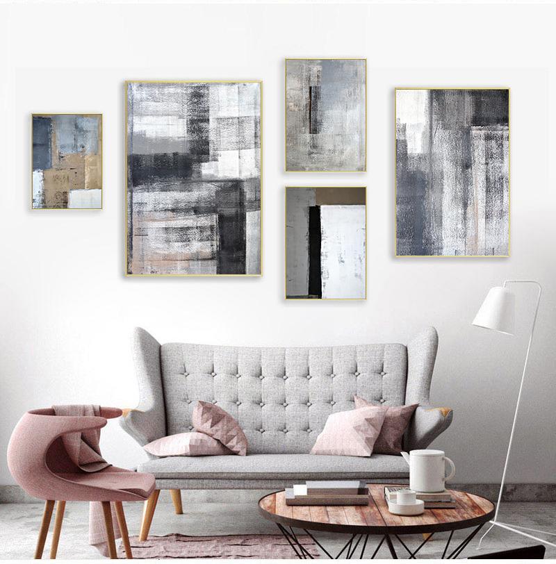 Buy Nordic Black White Grey Wall Art Canvas Painting Prints Abstract