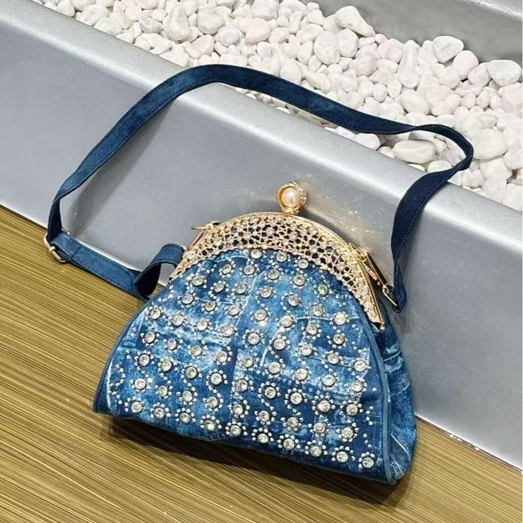 2025 Новая женская банкетная сумка-клатч со стразами, элегантная женская сумка через плечо с тяжелой индустрией