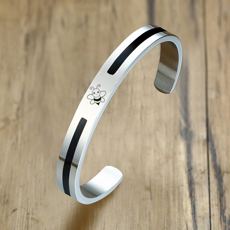 

8 мм модный простой мужской браслет, браслет-манжета из эмали из нержавеющей стали