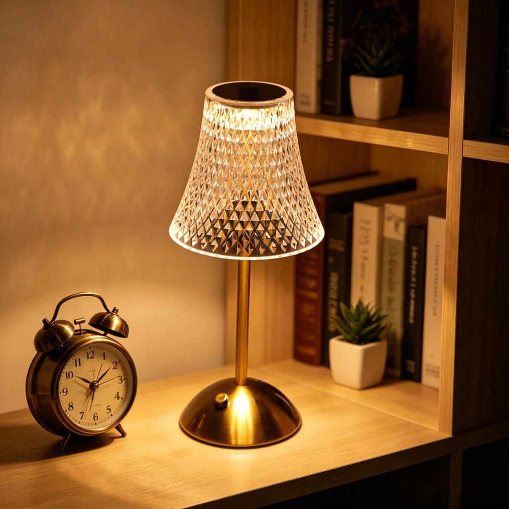 Crystal Retro Bedside Lamp - Luxury Rechargeable Night Light for Master Bedroom