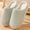 Plaid Cotton Slippers Men's Winter New Velvet Warm Inner Cotton Drag Couple Cotton Shoes Non-slip Silent Wool Slippers