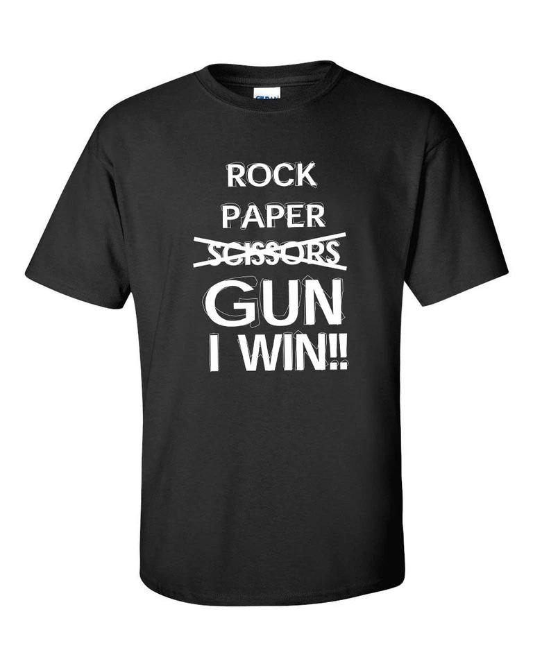 

Rock Paper Scissors GUN I Win Funny College 2nd. Amendment Men s Tee Shirt 2XL