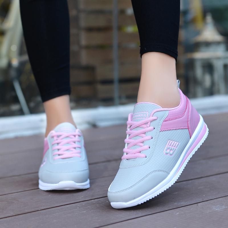 PU Leather Women's Sneakers Fashion Running Sports Shoes Outdoor Training Jogging Shoes Non-slip Walking Shoes Flats