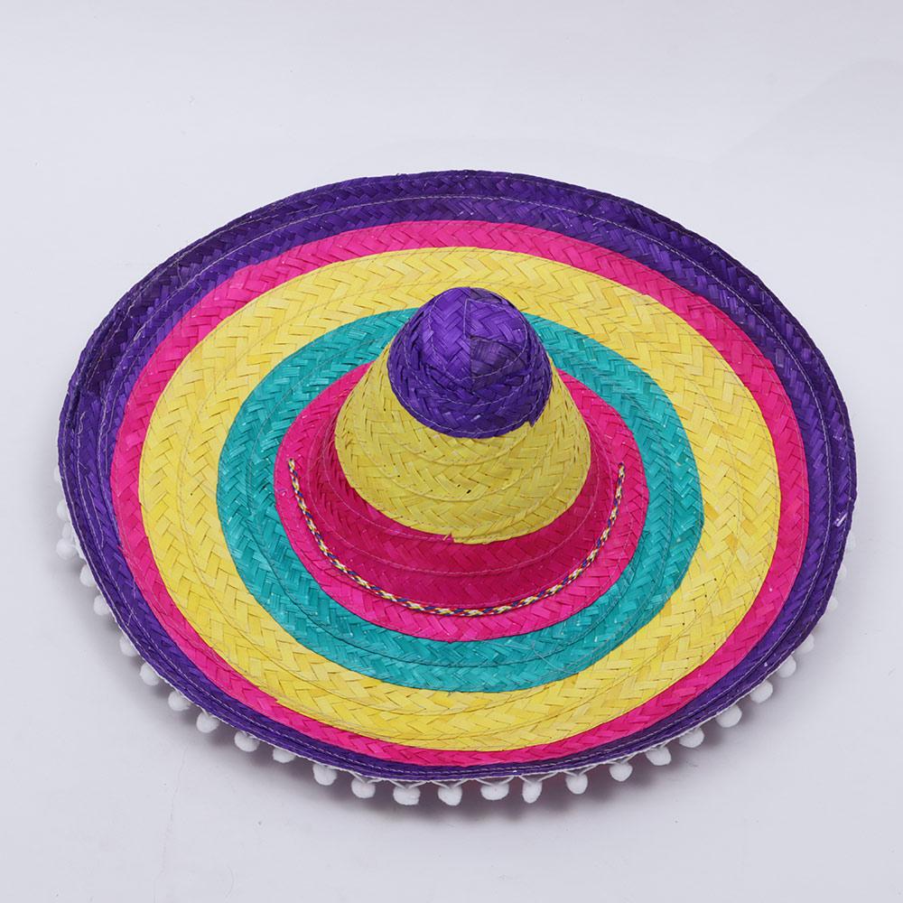 Halloween Mexican Party Hat Colorful Wide Brim Beach Hat Summer Straw Hats  Women