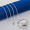 1pc Silver Plated Exquisite Hollow Heart Pendant Necklace For Fashion Women Charm Wedding Gift Jewelry Accessories