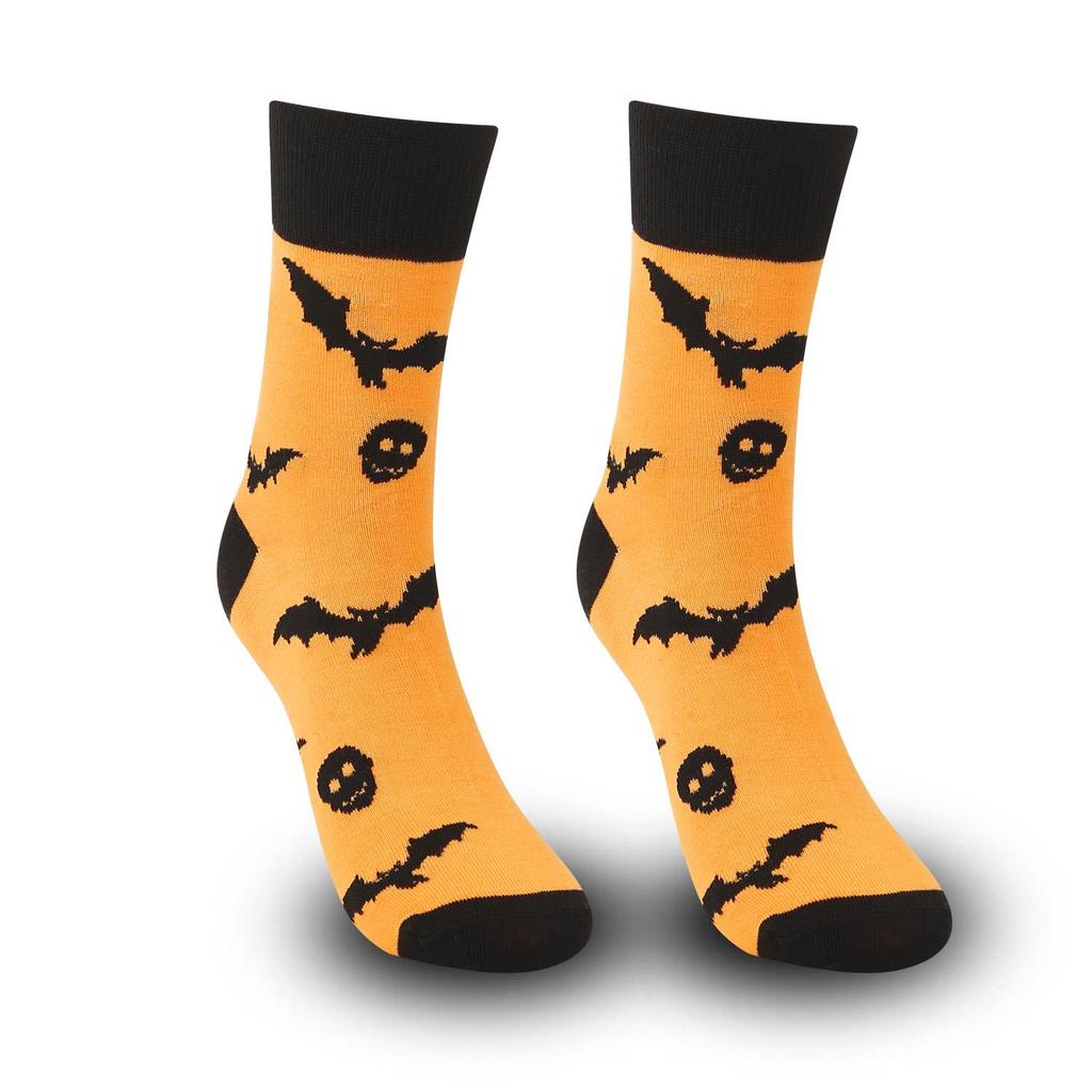 Plus Size Halloween Pumpkin Witch Funny Casual Mid-Calf Socks for Men & Women