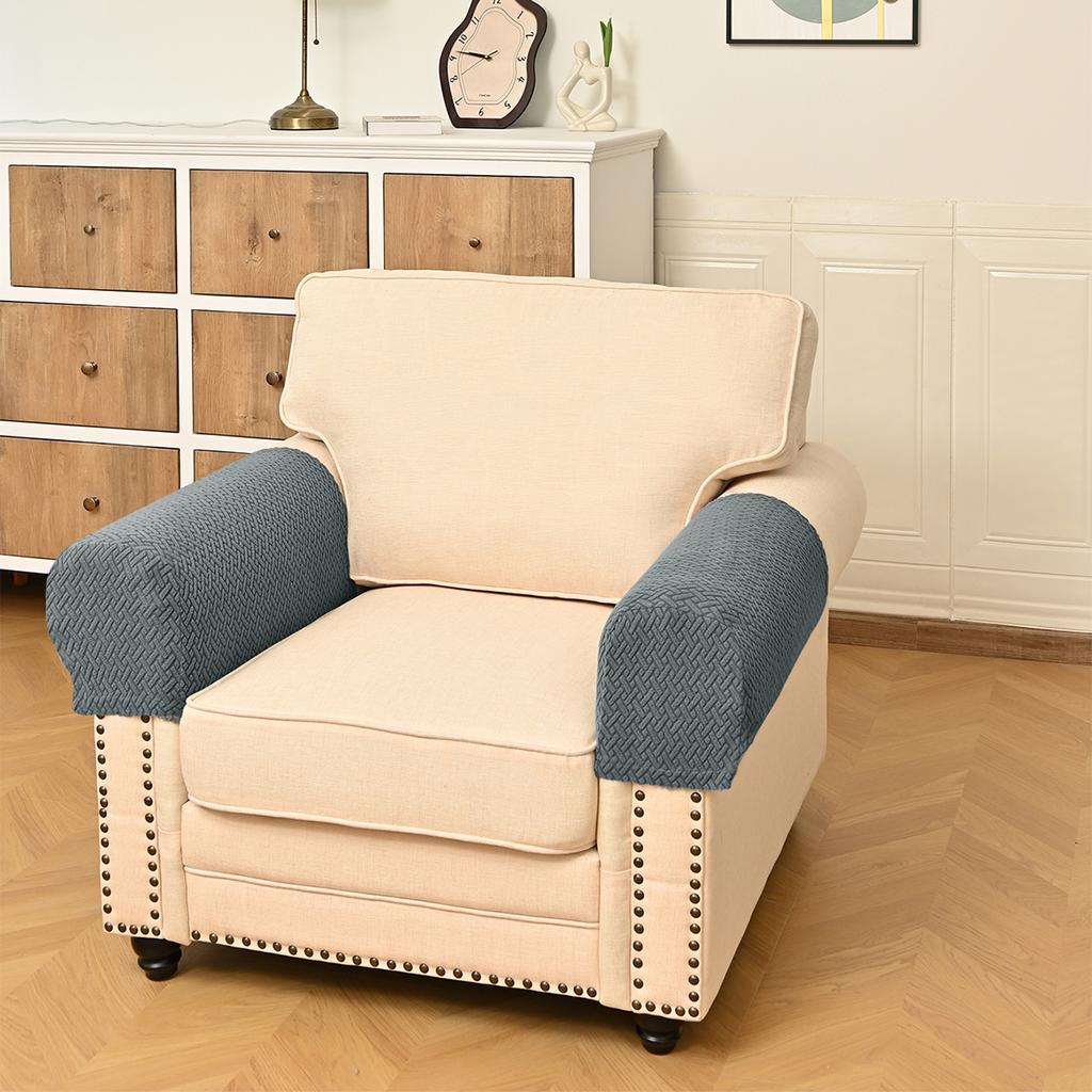 2pcs/1set Modern Simple Household Sofa Armrest Gloves Thickened Anti-dirty Home Fabric Protective Cover Simple Solid Colour