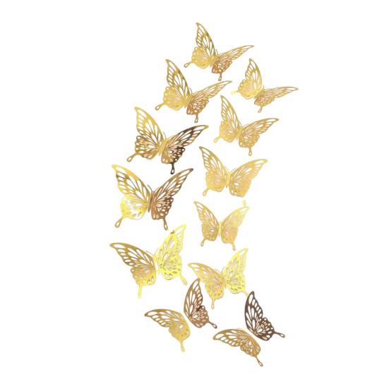 12Pcs/Set Wall Sticker 3D Hollow Butterfly Design Lightweight Easy Installation Home Decals Bedroom Living Room Birthday Party Decor