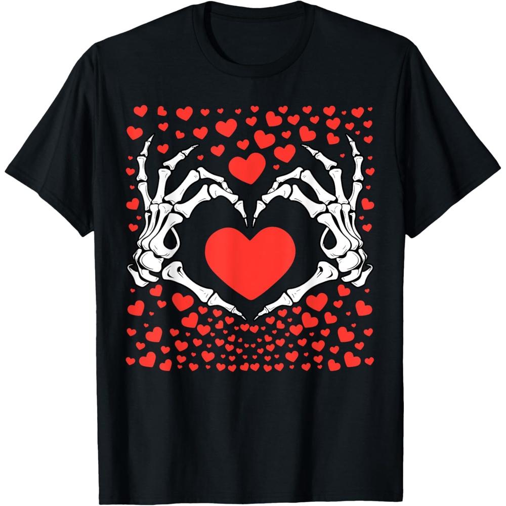 Valentines Day Funny Skeleton Hand Heart Men Boys Girls Boys Girls T-Shirt XL чёрный