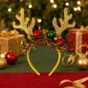 Holiday Reindeer Antler Headband with Wrapped Band, Shining Tinsel Detail and Festival Ball Design for Christmas DressUp