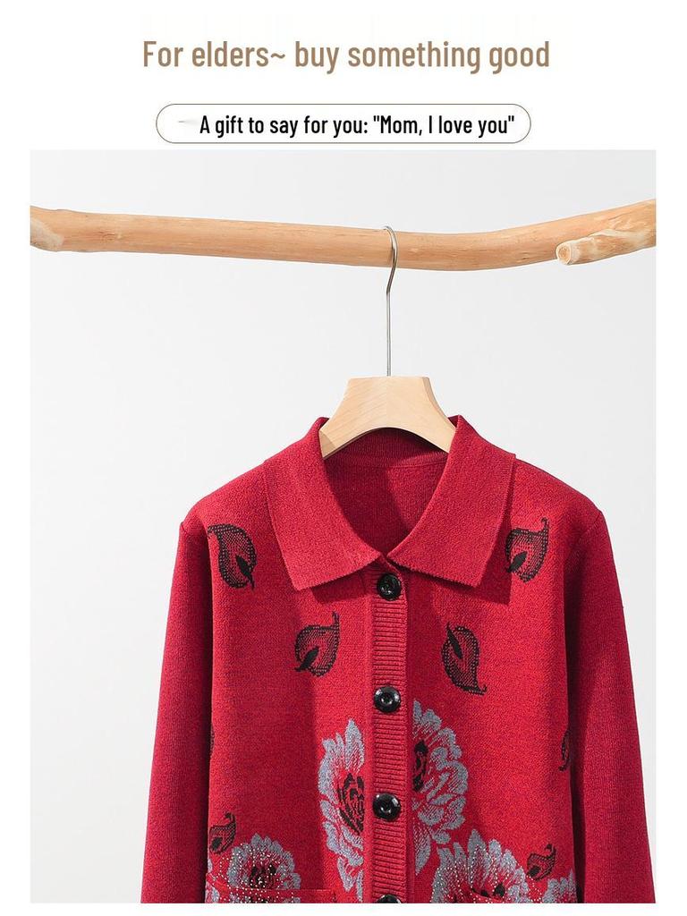 Lightweight Spring & Autumn Cardigan for Mature Women: Perfect for Mothers and Grandmothers in Their 70s and 80s, Loose Fit, Comfortable Knit Sweater