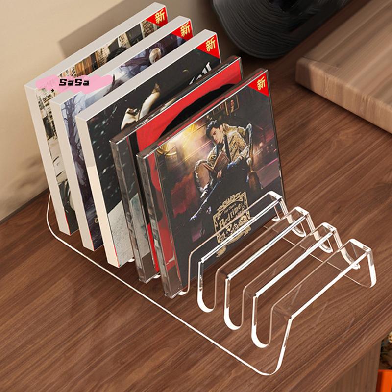 1Pc Transparent CD Rack Album Display Storage for Records And Tapes Multifunctional Counter Display Stand Organizer