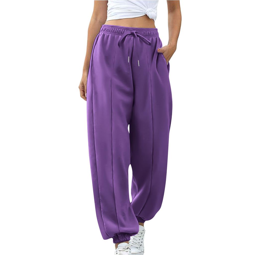 Women's Drawstring Trousers Solid Color Casual Sweatpants