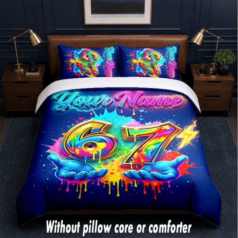 Celebration Party Theme Custom Text Or Name 3Pcs Bedding Set,1 Flat Sheet & 2 Pillowcases Personalized Home Bedding