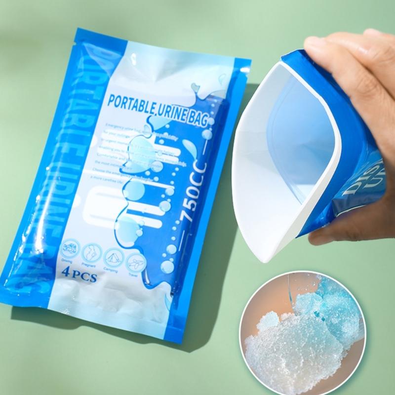 4Pcs Outdoor Emergency Urine Bags Unisex Disposable Urinal Bags 750ML Camping Pee Bags for Road Trip Camping Hiking