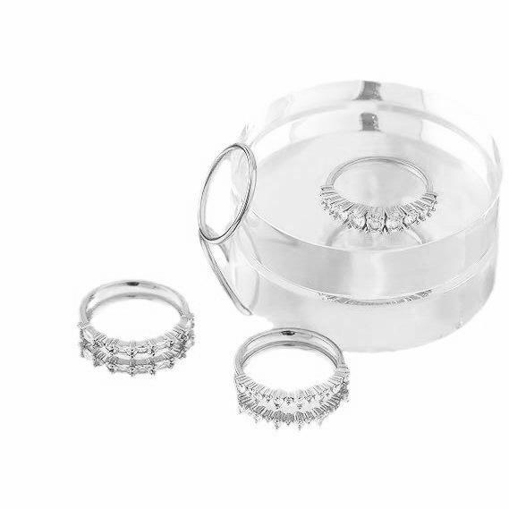 Gold-Plated Zircon Inlaid Women's Four-Piece Ring Set