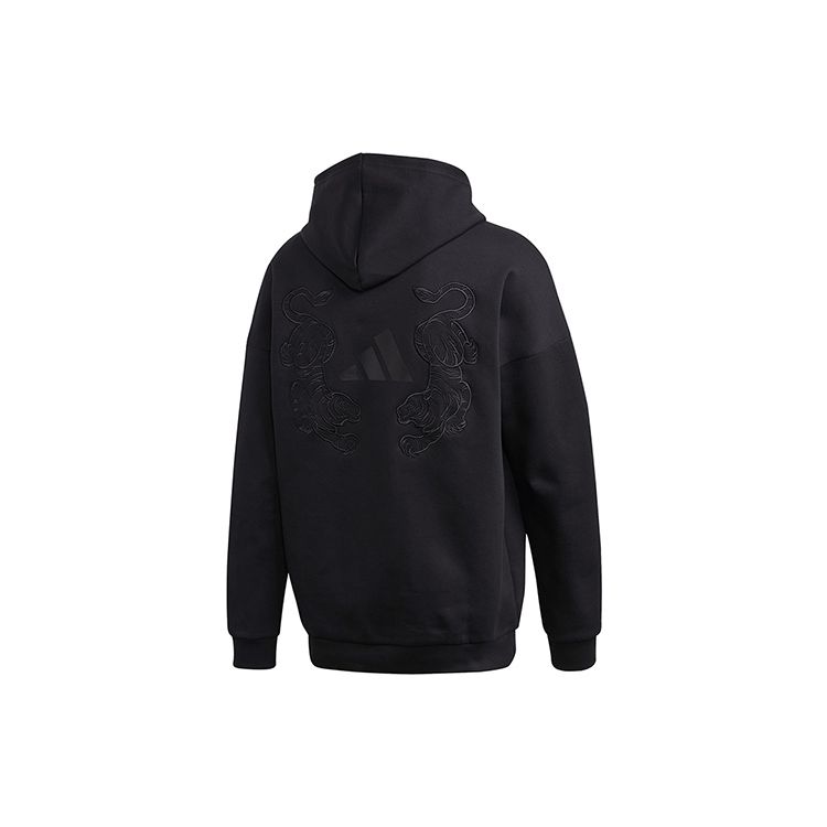 

adidas Men s Black Gothic Embroidered Hooded Pullover Sweatshirt FL7749 S