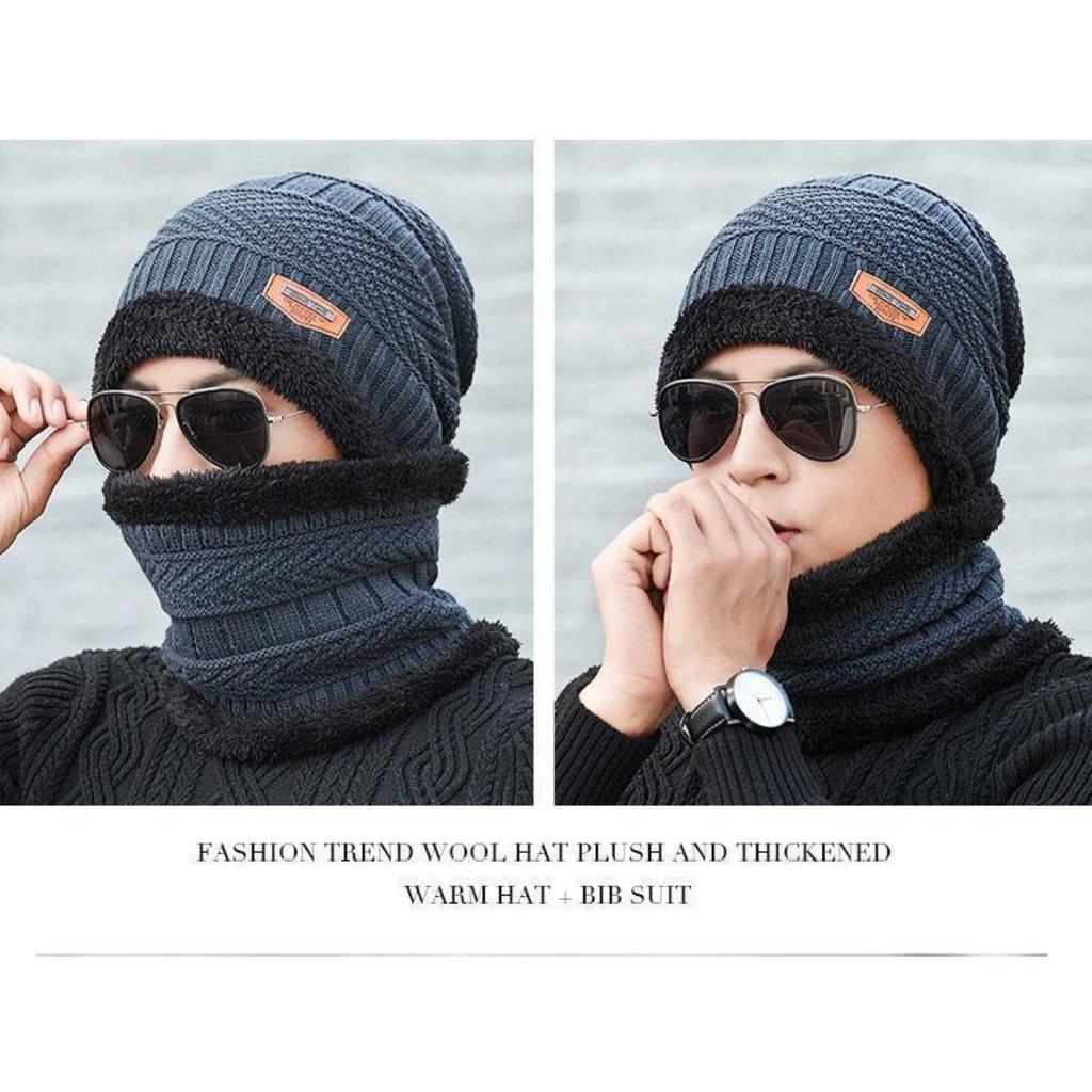 Warm Hat, Knitted Hat, Plush Hat, Thick Hat, Outdoor Hat, Cycling Hat, Pullover Hat, Ear Protection Hat, Cold Neck Cover, Two-piece Set