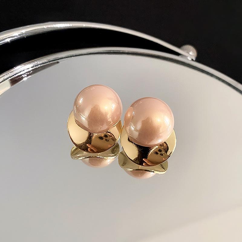 Zircon Mermaid Ji Pearl Geometric Oval Earrings French Light Luxury Premium Stud Earrings Temperament Earrings