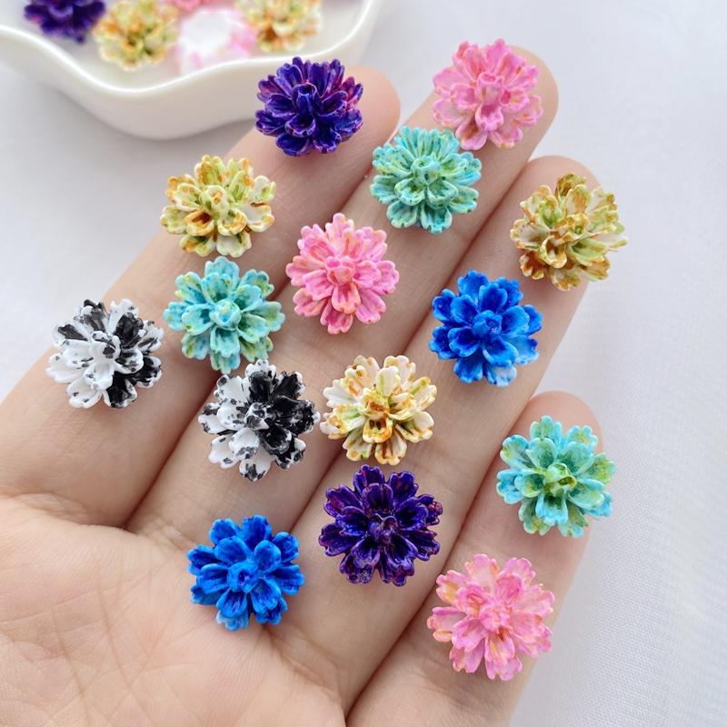 

50Pcs New Cute Resin Mini Colorful Flowers Series Flat Back Manicure Parts Embellishments For Hair Bows Accessorie