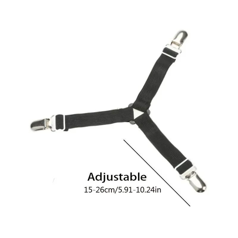 4pcs Adjustable Triangle Bed Sheet Holders Fitted Sheet Clips Non-Slip Sheet Suspenders Mattress Gripper Clips for Bed Mattress