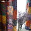 1PC LOZUJOJU Bohemian Retro Ethnic Style Cotton Linen Printed Semi Blackout Curtains for Small Window Kitchen Bedroom Living Room Balcony Home Decor