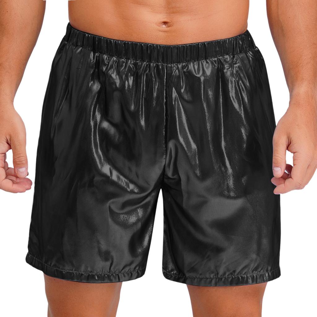 Shorts Boxer Brillants pour Homme Ceinture Élastique Design Poche Latérale Coupe Ample Shorts de Plage Brillants Vêtements d'Intérieur