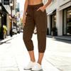 Womens Relaxed Fit Drawstring Waist Cargo Pants with Elastic Ankle and Multiple Pockets for Outdoor Hiking Activities