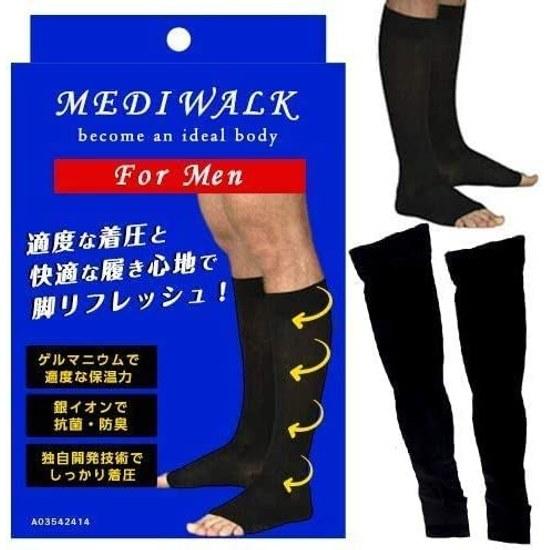MKY Company Compression Socks Men Mediwalk Pressure High Support Stockings Mens Open Toe Leg Warmers Day Night Use Business Sports