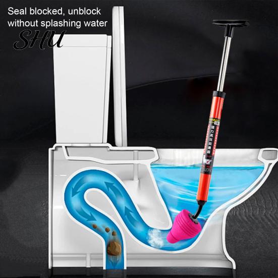 Efficient Toilet Unclogger Plunger High Pressure Kit Flexible Drain Clog Remover Tool for Bathroom Kitchen Curved Pipe Cleaner