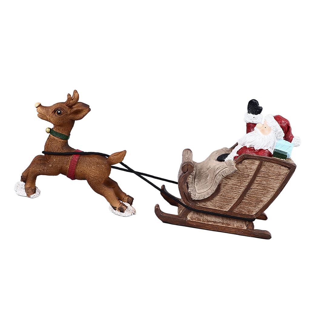 Christmas Aquarium Decoration Resin Father Christmas Reindeer Sleigh Ornament Decorative Fish Tank