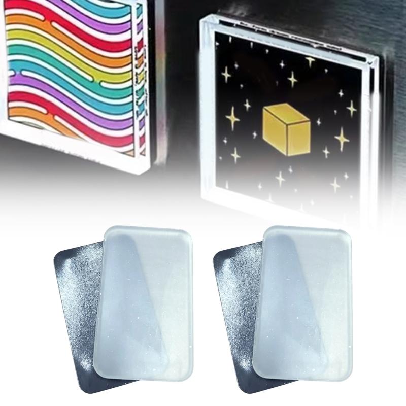 10 Pack Customizable Photo Magnets Craft Set with Clear Square Acrylic Panel, Adhesive Backing, DIY Magnetic Photo Frame for Photo, Crafts, Office,
