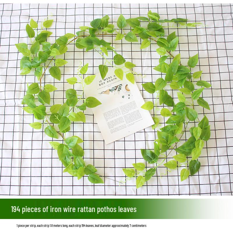 Rattan Pothos Artificial Leaf Vine for Indoor AC and Water Pipe Decoration