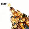 Christmas Mantel Ornament Bethlehem Nativity Church Light Tower, Lighted Village Scene with Star Glowing Religious Table Centerpiece Tower & Figurine,