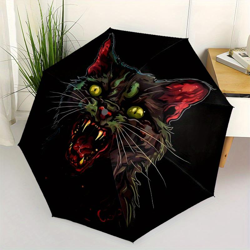 1pc Zombie Cat Automatic Umbrella High Quality Canopy, Portable Folding Umbrella with, Ideal Gift for - Travel, Everyday, Formal Events, Stylish Acces