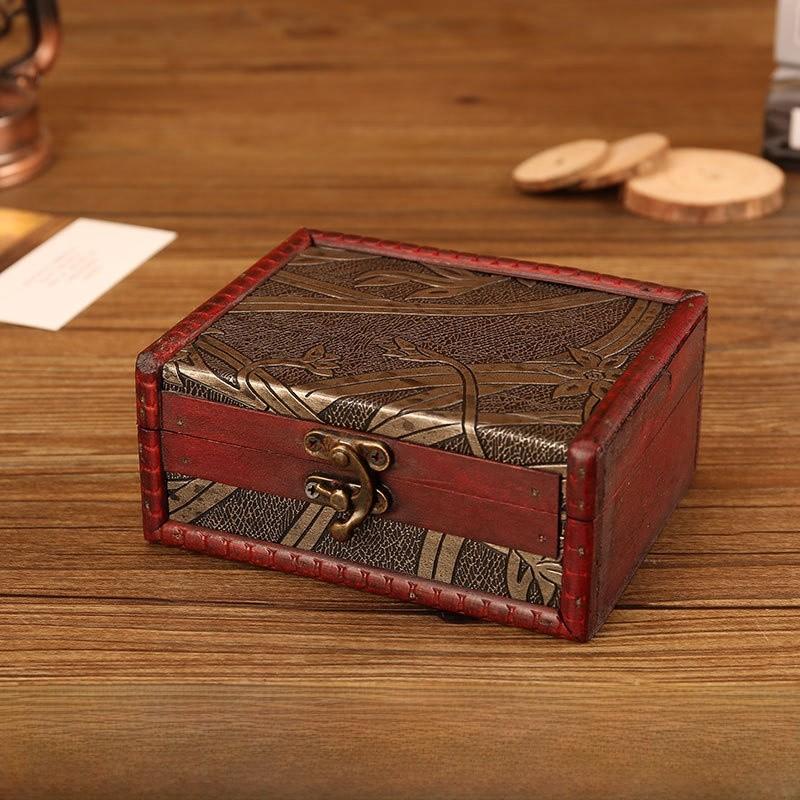 Wooden Vintage Style Box With Lock For Organizing Jewelry Decoration Accessories