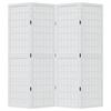 Vidaxl Room Divider, 4-Panel, White, Solid Paulownia Wood