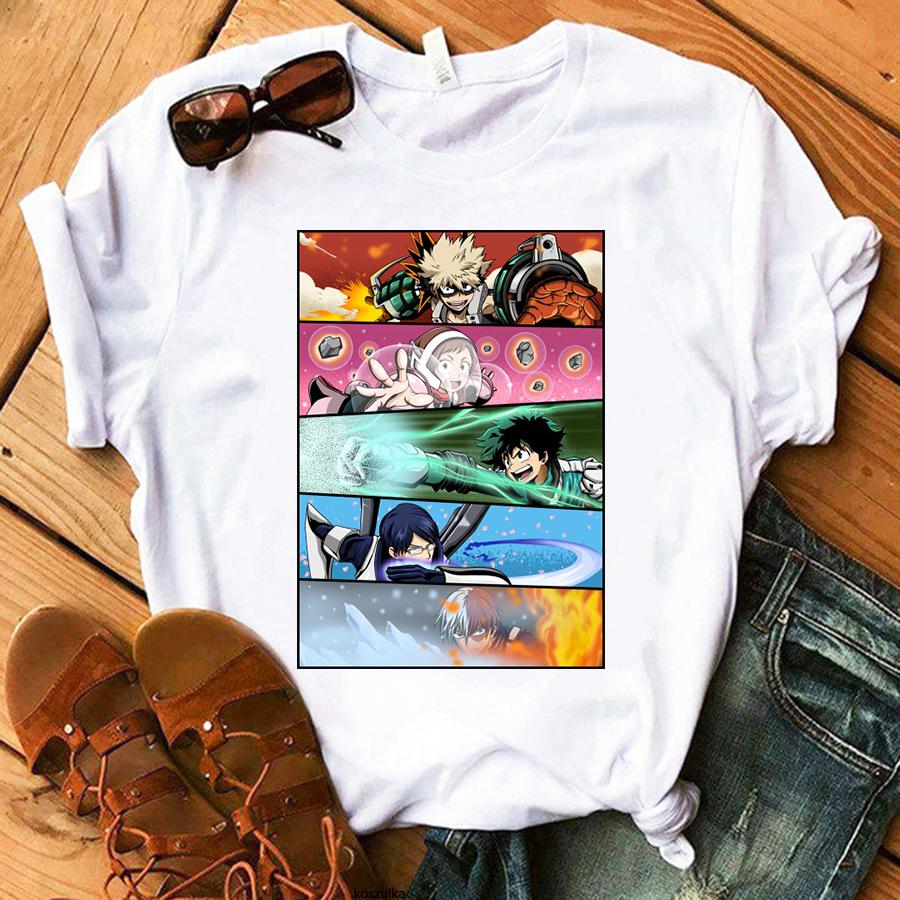 2026 New Funny Anime My Hero Academia Goth Print Unisex Soft Tshirt Basics Ocollar White Shirt Short Sleeve Tshirts Drop Ship