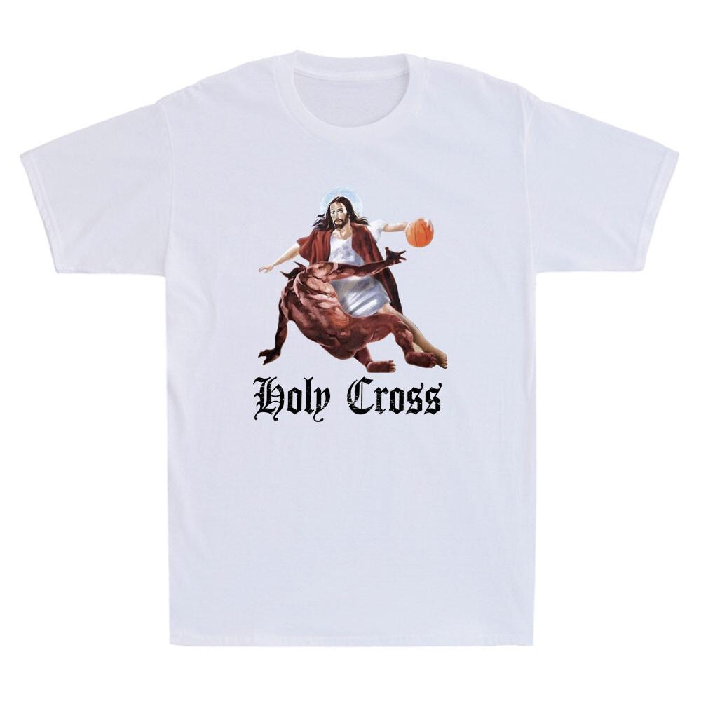 Crossover Basketball Holy Cross Satan Jesus Funny Graphic Vintage Unisexs Tshirt