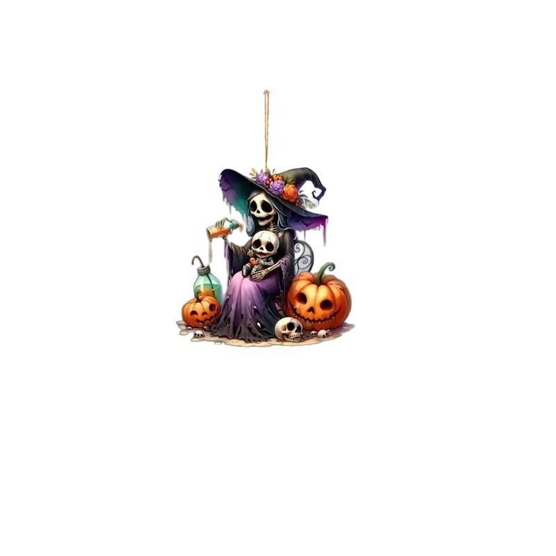 

Halloween Themed Skull Pumpkin Pattern Acrylic Pendant For Holiday Decoration