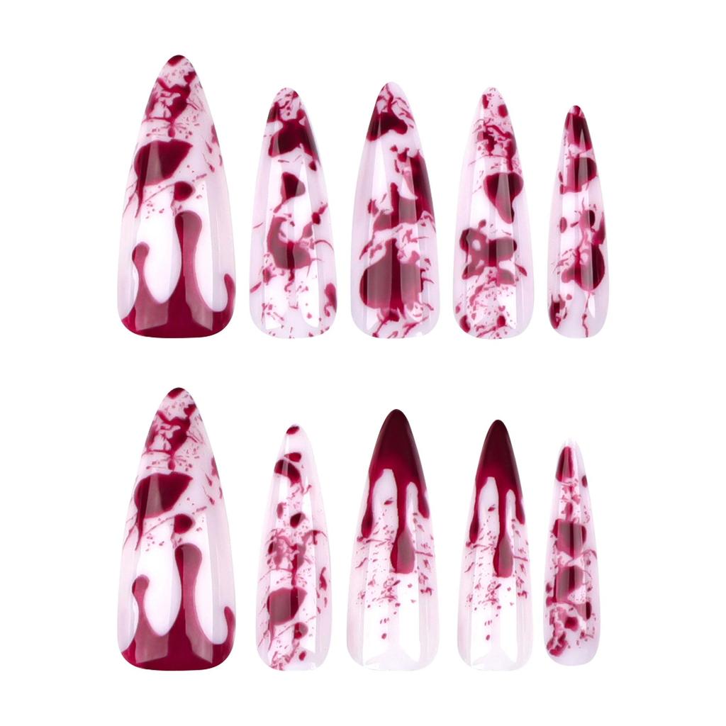 European & American Halloween Stiletto Press-On Nails - 2024 Long Wearable French Manicure Tips
